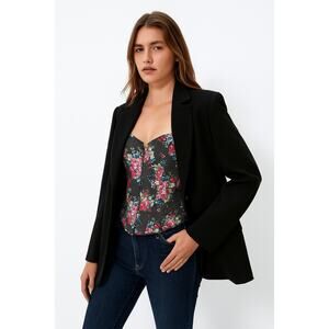 NWT Floral Corset Top Womens XXL Lace-Up Back Dark Fairycore Whimsigoth Coquette